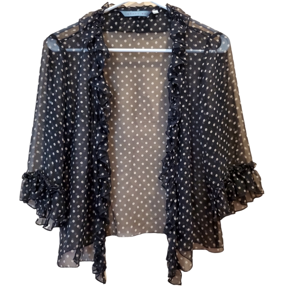 Johnny Was sheer polka dot cardigan